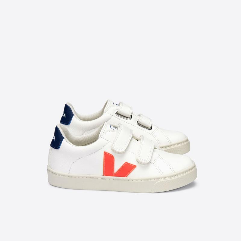 Zapatillas Veja Niños Madrid - Esplar Velcro Tenis Blancas Naranjas ES2661628